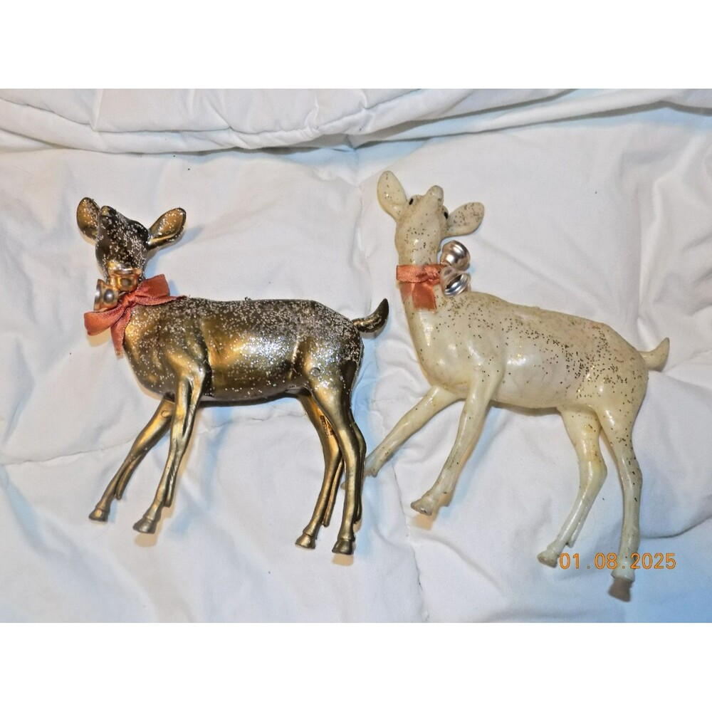 Pair of vintage Christmas reindeer figures Hong Kong